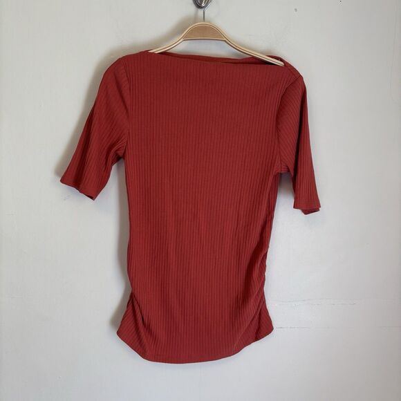 Old Navy Maternity Shirt Bundle Boat Neck Ruched Short Sleeve Green Orange S - Picture 3 of 4